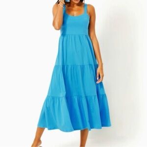 Lilly Pulitzer Miri Midi Tiered dress adjustable straps XL NWT Blue